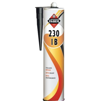 230 IB Sigillante Butilico per Canaline Cristalli Fissi e Profili in Gomma Altamente Elastico Colore Nero Cartuccia da 300 ml. Codice 230IB-B